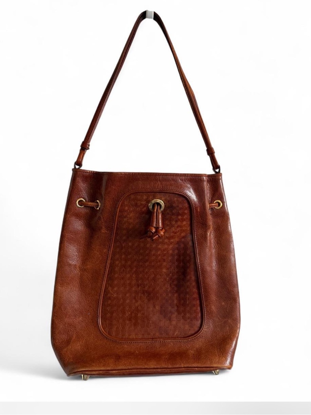 Classic Brown Leather Bucket Bag - DKNY